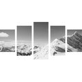 5-PIECE CANVAS PRINT SNOWY MOUNTAINS IN BLACK AND WHITE - BLACK AND WHITE PICTURES - PICTURES