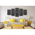 5-PIECE CANVAS PRINT ORIENTAL MANDALA IN BLACK AND WHITE - BLACK AND WHITE PICTURES - PICTURES