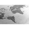 CANVAS PRINT BEAUTIFUL WORLD MAP IN BLACK AND WHITE - PICTURES OF MAPS - PICTURES