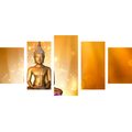 TABLOU 5-PIESE STATUIE BUDDHA PE O FLOARE DE LOTUS - TABLOURI FENG SHUI - TABLOURI