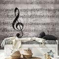 FOTOTAPETE MUSIKNOTEN AUF VINTAGE-HINTERGRUND - MUSIK FOTOTAPETEN - TAPETEN