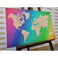 CANVAS PRINT PASTEL WORLD MAP - PICTURES OF MAPS - PICTURES