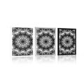 POSTER MANDALA WITH INTERESTING ELEMENTS IN THE BACKGROUND IN BLACK AND WHITE - BLACK AND WHITE - POSTERS