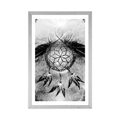 POSTER WITH MOUNT INDIAN DREAM CATCHER IN BLACK AND WHITE - BLACK AND WHITE - POSTERS