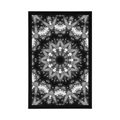 POSTER MANDALA MIT INTERESSANTEN ELEMENTEN IM HINTERGRUND BIKER IN SCHWARZ-WEISS - SCHWARZ-WEISS - POSTER