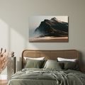 TABLEAU SUR TOILE – MASSIF MONTAGNEUX SOMBRE DANS LA BRUME - TABLEAUX DE MONTAGNE - TABLEAUX