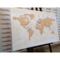 CANVAS PRINT WORLD MAP WITH A VINTAGE TOUCH - PICTURES OF MAPS - PICTURES