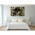 CANVAS PRINT SKULL IN SEPIA DESIGN - BLACK AND WHITE PICTURES - PICTURES