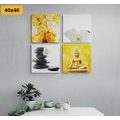 CANVAS PRINT SET FENG SHUI IN WHITE AND YELLOW DESIGN - SET OF PICTURES - PICTURES