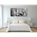 CANVAS PRINT PAINTED PEONIES IN A MODERN BLACK AND WHITE - BLACK AND WHITE PICTURES - PICTURES