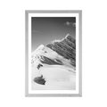 POSTER WITH MOUNT SNOWY MOUNTAINS IN BLACK AND WHITE - BLACK AND WHITE - POSTERS