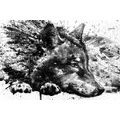 WANDBILD WOLF IN AQUARELL IN SCHWARZ-WEISS - BILDER TIERE{% if product.category.pathNames[0] != product.category.name %} - BILDER{% endif %}