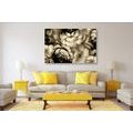 CANVAS PRINT IMPRESSIONISTIC WORLD OF FLOWERS IN SEPIA - BLACK AND WHITE PICTURES - PICTURES