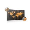 DECORATIVE PINBOARD ORANGE MAP ON WOOD - PICTURES ON CORK - PICTURES