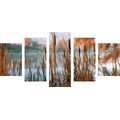 5-PIECE CANVAS PRINT RIVER IN THE MIDDLE OF AUTUMN NATURE - PICTURES OF NATURE AND LANDSCAPE - PICTURES