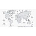 CANVAS PRINT BEAUTIFUL BLACK AND WHITE MAP OF THE WORLD - PICTURES OF MAPS - PICTURES