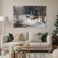 VÁNOČNÍ OBRAZ ZIMNÍ LES S KRÁSNÝMI JELENY - VÁNOČNÍ A ZIMNÍ OBRAZY - OBRAZY