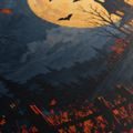 QUADRO SU TELA – CASA STREGATA SOTTO LA LUNA PIENA - QUADRI HALLOWEEN E HORROR - STAMPE E QUADRI