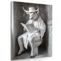 TABLOU TAUR ALB CU ZIAR PE TOALETĂ - TABLOURI BIVOLI ȘI VACI - TABLOURI