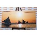 CANVAS PRINT BEAUTIFUL SUNSET AT SEA - PICTURES OF NATURE AND LANDSCAPE - PICTURES