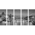 5-PIECE CANVAS PRINT DAZZLING PANORAMA OF PARIS IN BLACK AND WHITE - PICTURES OF CITIES - PICTURES