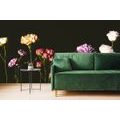 SELF ADHESIVE WALL MURAL ELEGANT FLOWERS ON A DARK BACKGROUND - SELF-ADHESIVE WALLPAPERS - WALLPAPERS