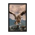 POSTER EAGLE WITH SPREAD WINGS OVER THE MOUNTAINS - ANIMALS - POSTERS