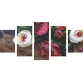 5-PIECE CANVAS PRINT FLORAL VINTAGE - PICTURES FLOWERS - PICTURES