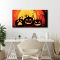 WANDBILD UNHEIMLICHE KÜRBISSE UNTER DEM MOND - HALLOWEEN- UND HORROR-BILDER - BILDER