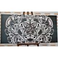 CANVAS PRINT MANDALA OF HEALTH IN BLACK AND WHITE - BLACK AND WHITE PICTURES - PICTURES