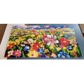 QUADRO IN 5 PARTI PITTURA AD OLIO DI FIORI DI CAMPO - QUADRI DI FIORI - QUADRI