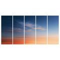 TABLEAU EN 5 PARTIES – CIEL DU SOIR EN COULEURS - TABLEAUX LEVER ET COUCHER DE SOLEIL - TABLEAUX