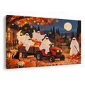QUADRO SU TELA – FANTASMI DI HALLOWEEN SUL TRATTORE - QUADRI HALLOWEEN E HORROR - STAMPE E QUADRI