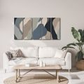 TABLEAU EN 5 PARTIES – VAGUES ABSTRAITES AUX TONS TERREUX - IMAGES FORMES ABSTRAITES - TABLEAUX
