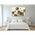 CANVAS PRINT VINTAGE BOUQUET OF ROSES IN SEPIA DESIGN - BLACK AND WHITE PICTURES - PICTURES