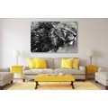 CANVAS PRINT KING OF ANIMALS IN BLACK AND WHITE WATERCOLOR - BLACK AND WHITE PICTURES - PICTURES