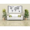 CANVAS PRINT DETAILED MAP OF THE WORLD IN BLACK AND WHITE - PICTURES OF MAPS - PICTURES