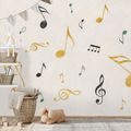 TAPETE MUSIKNOTEN IN GOLD UND SCHWARZ - MUSIK FOTOTAPETEN - TAPETEN