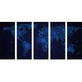 5-PIECE CANVAS PRINT WORLD MAP WITH NIGHT SKY - PICTURES OF MAPS - PICTURES