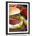 AFFICHE AVEC MONTURE HAMBURGER AMÉRICAIN - AVEC UN MOTIF DE CUISINE - AFFICHES