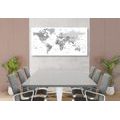 DECORATIVE PINBOARD GRAY MAP ON A WHITE BACKGROUND - PICTURES ON CORK - PICTURES