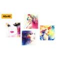 CANVAS PRINT SET ELEGANCE OF A WOMAN IN COLORED DESIGN - SET OF PICTURES - PICTURES