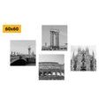 CANVAS PRINT SET CITIES IN BLACK AND WHITE - SET OF PICTURES - PICTURES