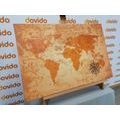 CANVAS PRINT OLD WORLD MAP WITH A COMPASS - PICTURES OF MAPS - PICTURES