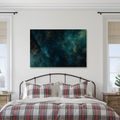 TABLEAU SUR TOILE – GALAXIE TURQUOISE AUX REFLETS DORÉS - IMAGES DE GALAXIE - TABLEAUX