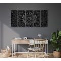 5-TEILIGES WANDBILD VINTAGE-MANDALA IM INDISCHEN STIL IN SCHWARZ-WEISS - SCHWARZ-WEISSE BILDER - BILDER