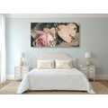 CANVAS PRINT ROSE AND A HEART IN VINTAGE DESIGN - VINTAGE AND RETRO PICTURES - PICTURES