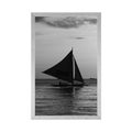 POSTER BEAUTIFUL SUNSET ON THE SEA IN BLACK AND WHITE - BLACK AND WHITE - POSTERS