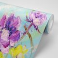SELF ADHESIVE WALLPAPER PAINTED PURPLE AND YELLOW FLOWERS - SELF-ADHESIVE WALLPAPERS - WALLPAPERS
