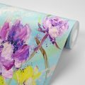 PAPIER PEINT AUTOCOLLANT PEINT FLEURS VIOLETTES ET JAUNES - PAPIERS PEINTS AUTOCOLLANTS - PAPIER PEINT